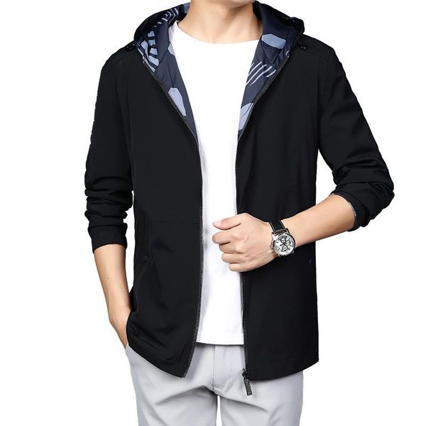 

men's spring jacket coat mens double-sided wear hooded men autumn fashion casual quality outerwear male clothing jackets, Black;brown