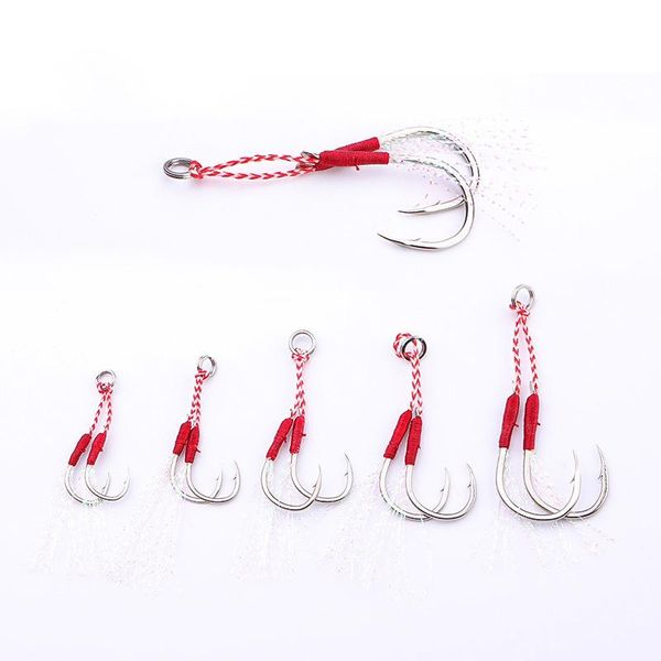 

fishing hooks as 20pairs/lot jig lure assist hook jigging double barbed high carbon steel pesca leurre tackle device