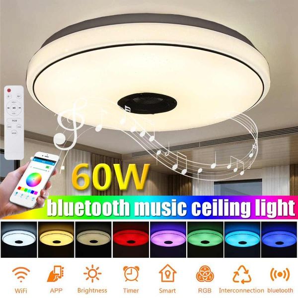 

ceiling lights 60w wifi modern rgb led home lighting app bluetooth music light bedroom lamp smart lamp+remote control