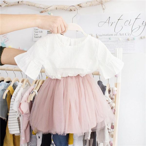 

skirts tinybanana beautiful toddler girls mesh tutu skirt solid color high waist children summer sweet white pink bottoms, Blue