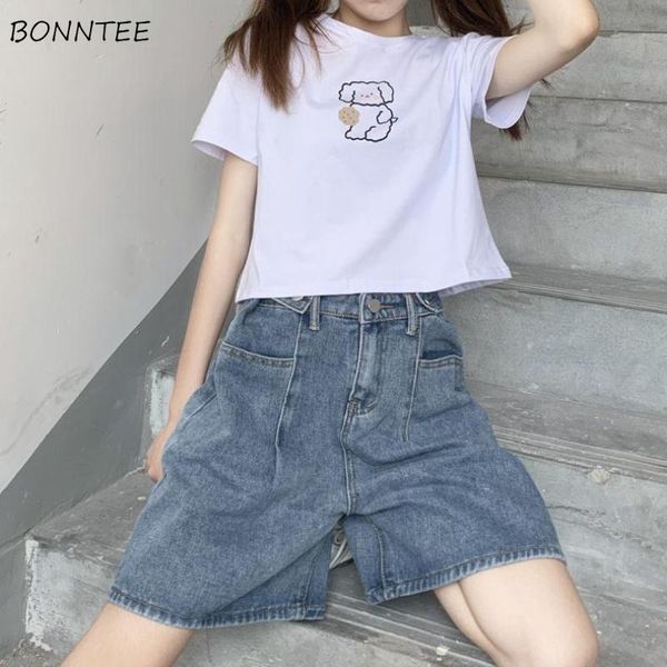 

women's shorts women summer chic ulzzang simple high waist denim trousers comfortable leisure trendy all-match students ladies clothing, White;black