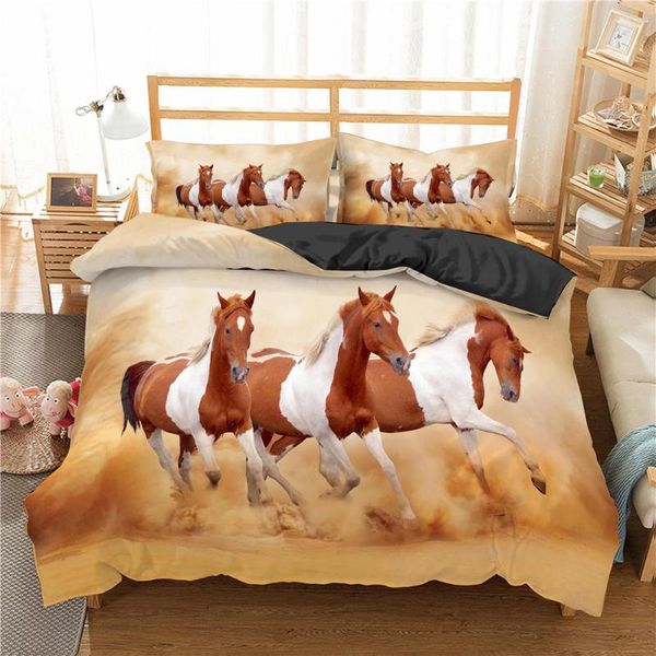 

bedding sets running horses printed duvet cover set 2/3pc twin full  king comfortable bedspread soft quilt covers