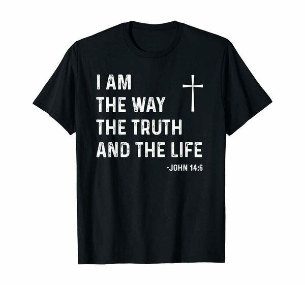 

i am the way the truth the life john 14 6 jesus christian t-shirt, White;black