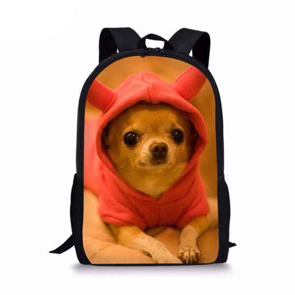 

children school bags for girls boys cute 3d puppy chihuahua pattern kids casual lap travel backpackssumka