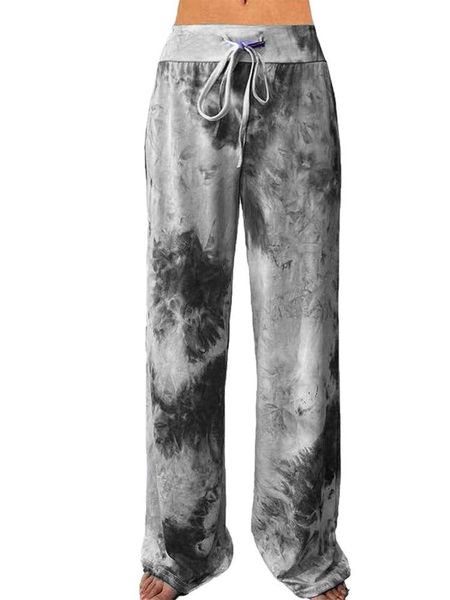 

women's pants & capris summer clothing trousers loose printing pocket wide legs sweatpants, Black;white