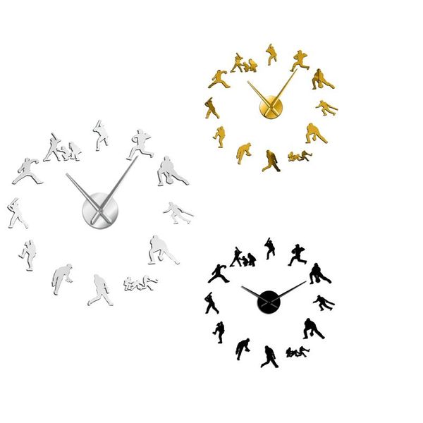 

wall clocks 3d diy mirror clock 27in large size frameless mute non ticking quartz watch for home decor gift