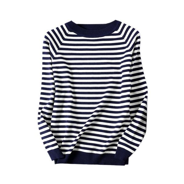 

women's t-shirt 2021 ins women basic t-shirts autumn fashion long sleeve knit shirts stripe, White