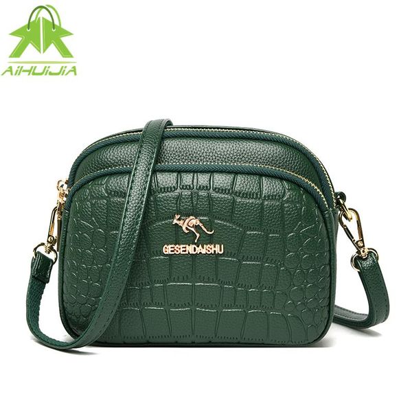 

evening bags luxury stone pattern pu leather small crossbody for women casual candy color handbag three layers shoulder messenger bag