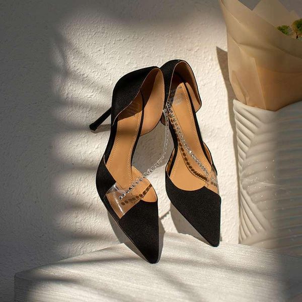 

european style pointed toe thin high heels rhinestone decoration mature young lady dance party basic women pumps l99 dress shoes, Black