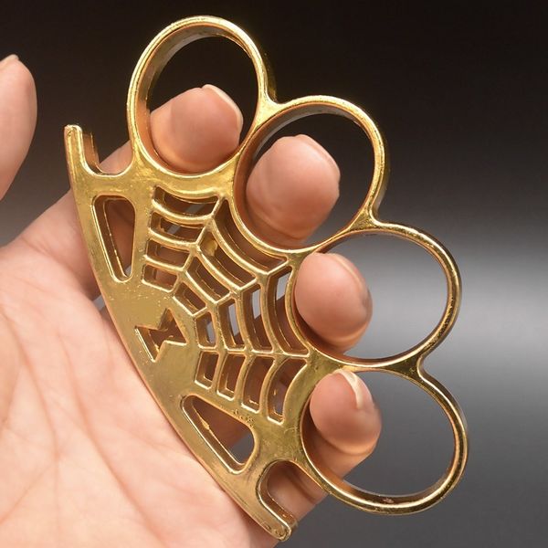 

original web spider shape metal brass knuckle four finger tiger fingers outdoor camping security pocket backpack edc tool
