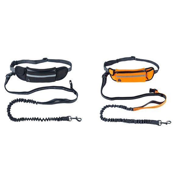 

dog collars & leashes hands running leash with waist pocket adjustable belt absorbing bungee fits up to 45 inch