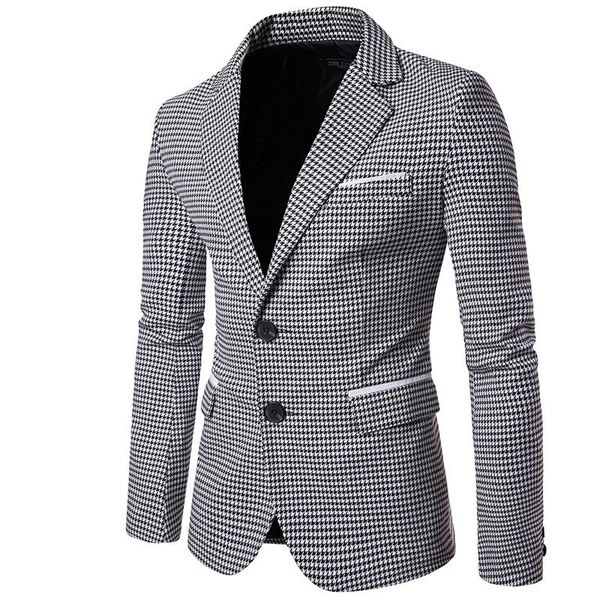 

men's suits & blazers plaid blazer wedding &party single breasted jacket casual slim two buttons coat masculine outwear men suit, White;black