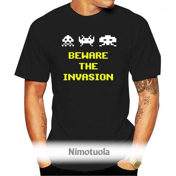 

men's t-shirts fm10 t-shirt space invaders 80s vintage size s-m--xl-xxl videogames street tee shirt, White;black