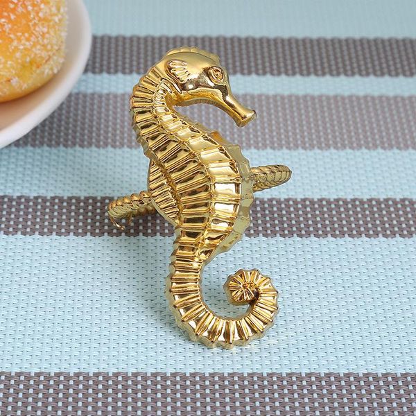 

napkin rings 6pcs/metal ring hippocampus holder two-color table decoration el wedding party accessories