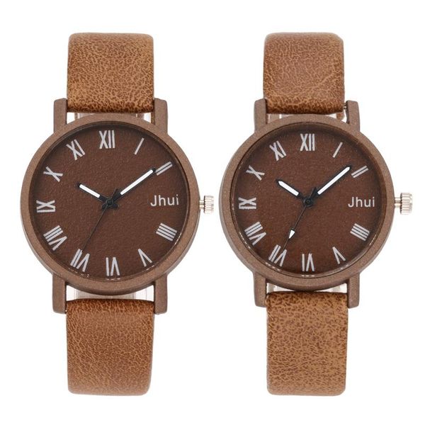 

brand leather watch luxury classic roman number fashion casual simple quartz wristwatch clock women watches for couple wristwatches, Slivery;brown