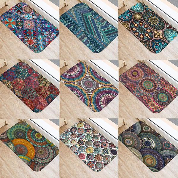 

carpets living room doormats colorful mandala pattern anti-slip home decorative kitchen floor carpet entrance mat in hallway