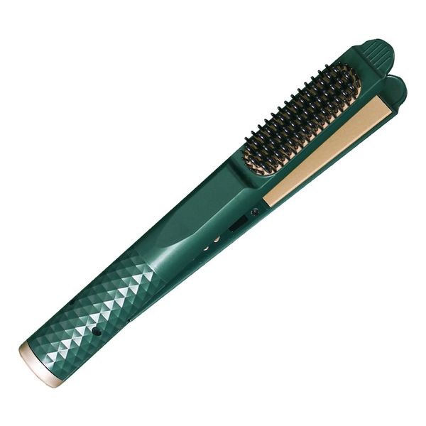 

premium electric lcd hair curler & straightener comb 3 in 1 flat iron fast heating constant temperature floating aluminum panel styler gray/