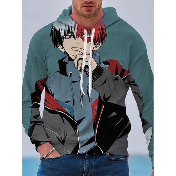

my hero academia fashion boy pattern men is a 3d printed hoodie visual impact party punk goth round neck sweatshirt hoodie, Black