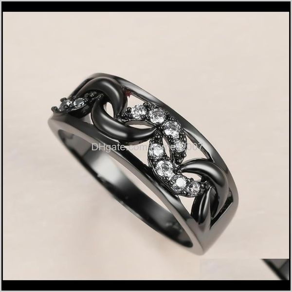 

jewelryvintage female white crystal stone ring charm 14kt black gold wedding rings for women dainty bride hollow moon engagement drop delive, Slivery;golden