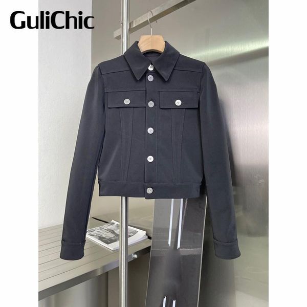 

women's two piece pants 8.11 gulichic women casual comfortable single breasted short jacket or solid color waist set, White