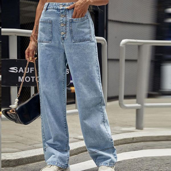 

women's jeans 2021 ladies european and american ins fashion light color retro trend all-match denim trousers, Blue