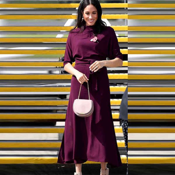 

runway princess megan spring/summer mid-sleeves elegant belts meager short tempers dress quality female, Black;gray