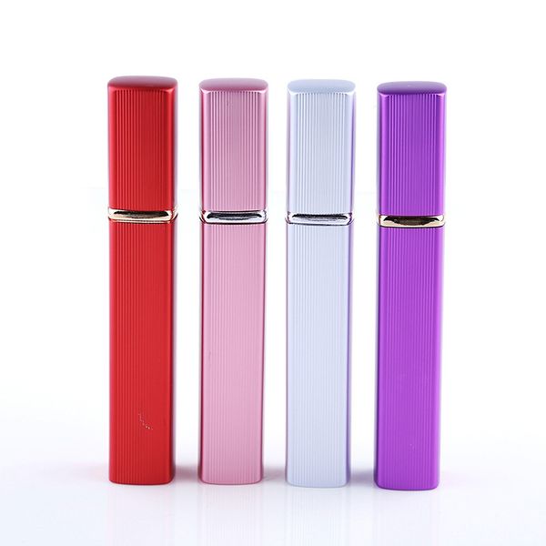 

portable refillable perfume atomizer bottle 12ml square empty cosmetic containers with metal spray for travel