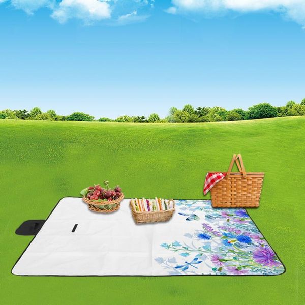 

outdoor pads 1pc 3d dragonfly printing pattern foldable picnic blanket beach cushion small thickened mat(148*122cm)