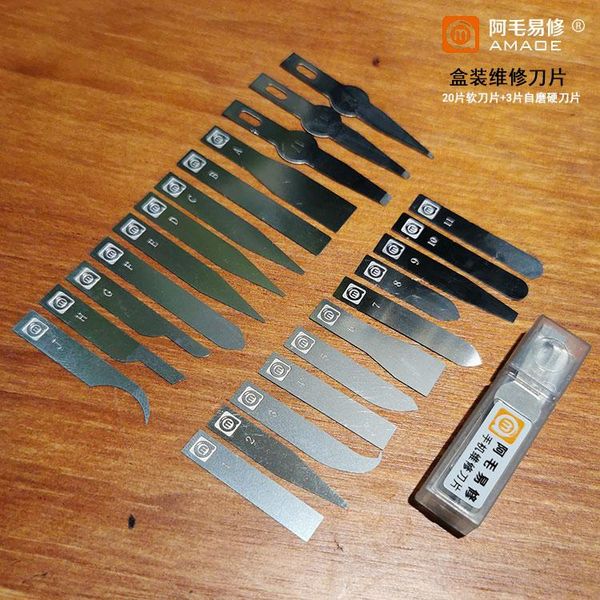 

professional hand tool sets amaoe non-slip double head metal scalpel knife tools suit for mobile phone motherboard pcb repair