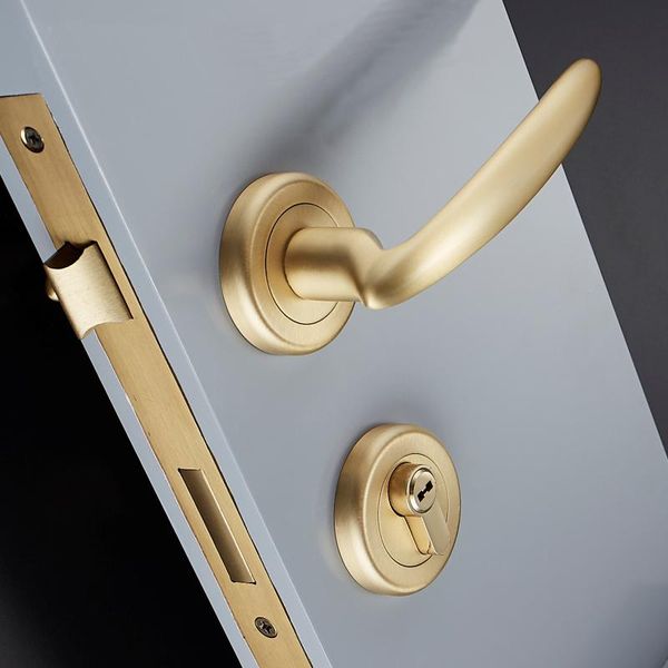 

handles & pulls 1set european solid brass door lock set interior silent living room/bedroom/bathroom gold/black
