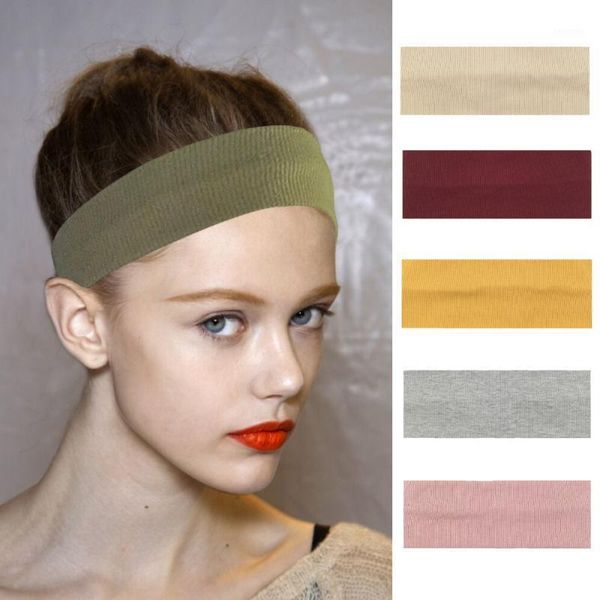

women's solid-color hair band knitted wide-brimmed elastic yoga movement1