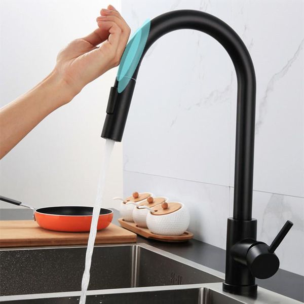 

pull out sensor kitchen faucets sus304 induction mixed tap touch control sink tap