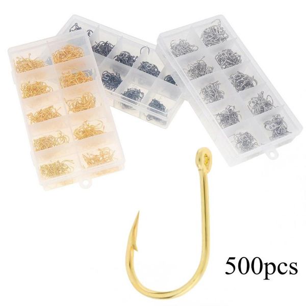 

fishing hooks 500pcs/lot hook set 3-12# high carbon steel single fishhooks jip barbed carp with hole