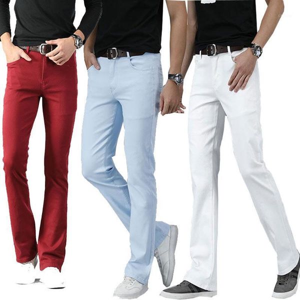 

men's jeans for men big flared boot cut leg loose fit male designer classic casual, Blue