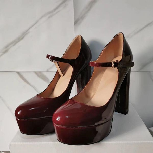 

sandals ol'handcrafted woman shiny stiletto bombs round toe pumps beautiful red wine black party shoes plus me size 5-15 hs27