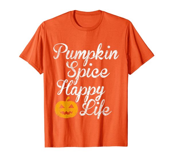 

pumpkin spice happy life funny humor quotes sayings women t-shirt, White;black