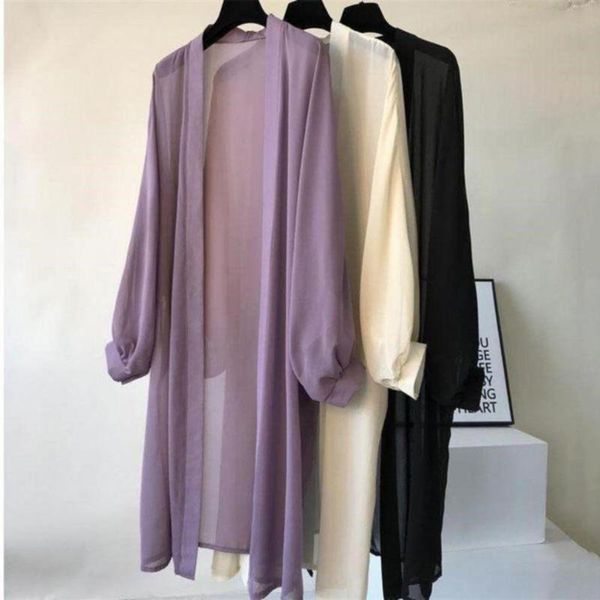 

women's swimwear women summer long batwing sleeve solid color anti sun thin cardigan midi coat, White;black