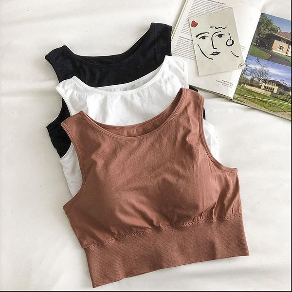 

original seamless sports vest womens tanks gathered with steel ring one piece chest cushion back femal padded, White