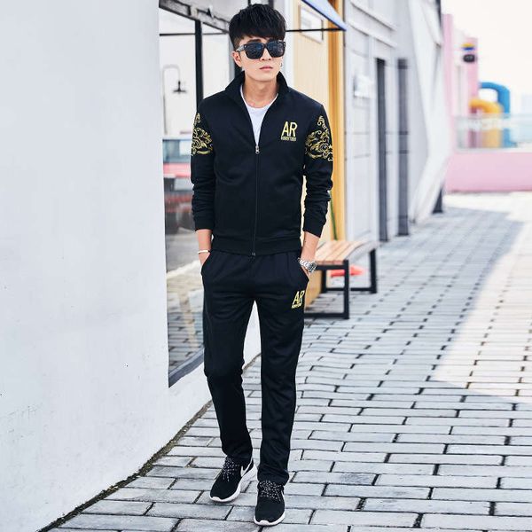 

men's tracksuits suit autumn middle aged leisure sportswear, Gray