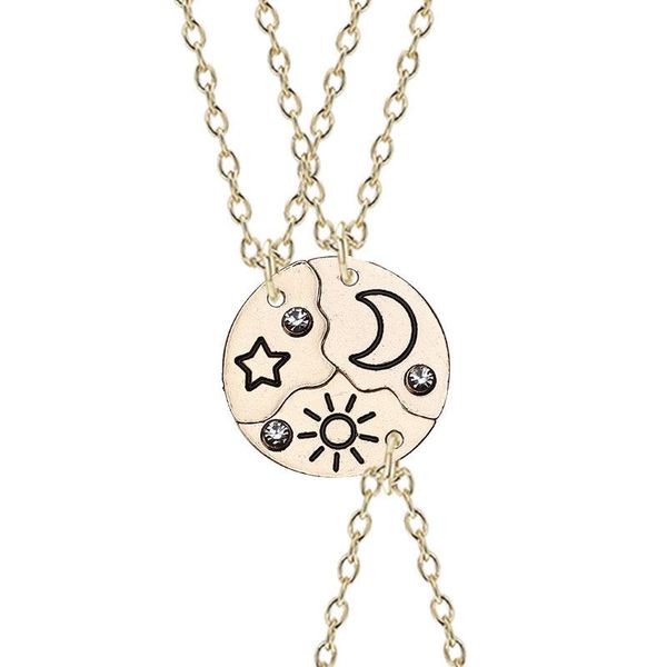 

chokers piece set sun moon star pendant necklace friend bff friendship couple fashion jewelry, Golden;silver