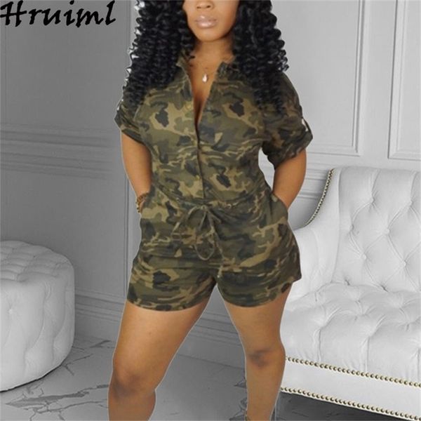 Strampler Damen Jumpsuit Shorts Kurzarm Taschen Großhandel Artikel Camouflage Print Mode Freizeitkleidung Ankunft 210513