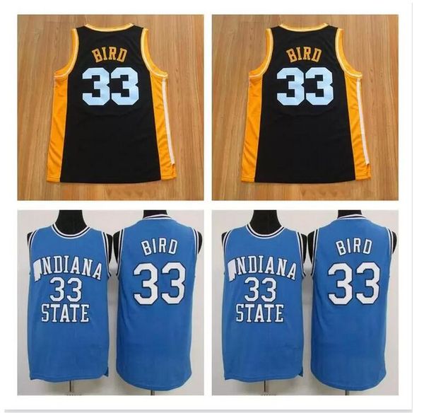 

#33 indiana state college stitched mens valley high school basketball jersey, Black