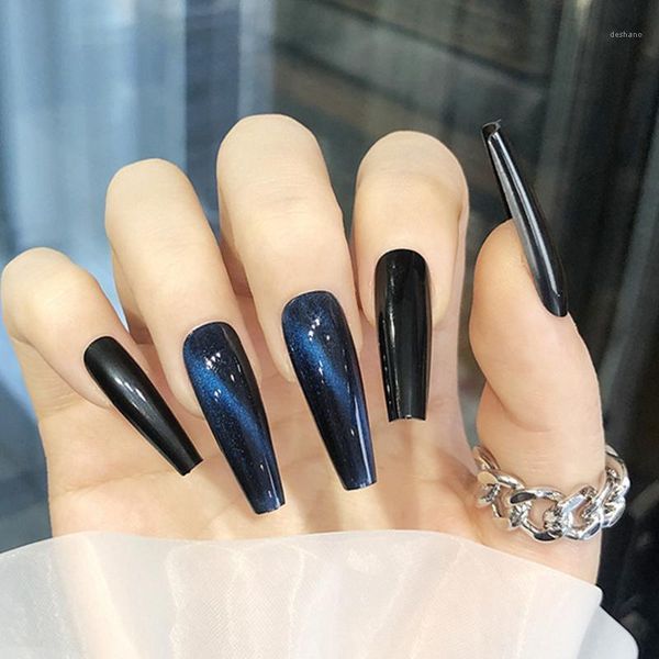 

false nails gourd black cat's eye wear nail stickers finished fake with glue birthday gift dl1, Red;gold