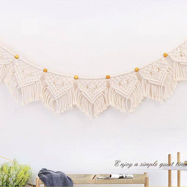 

tapestries woven tapestry home solid color tassel hanging artware decorative tools for living room bedroom beige