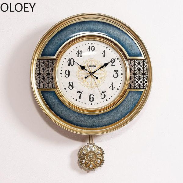 

wall clocks gold luxury clock modern design pendulum watch metal living room vintage home decor reloj de pared