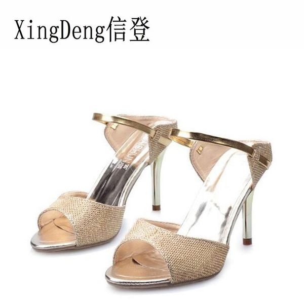 

xingdeng women high heels shoes fashion sandals peep toe summer buckle strap plus size 34-41, Black