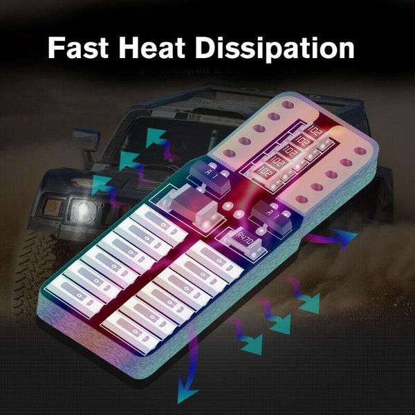

car bulb smd 2pcs side 4014 t10 501 w5w 5w wedge 800lm blue canbus headlights