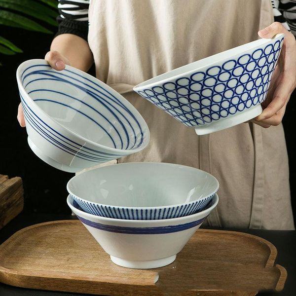 

bowls japanese-style creative hand-made ramen bowl 7.5-inch soup hat ceramic household tableware japanese noodle