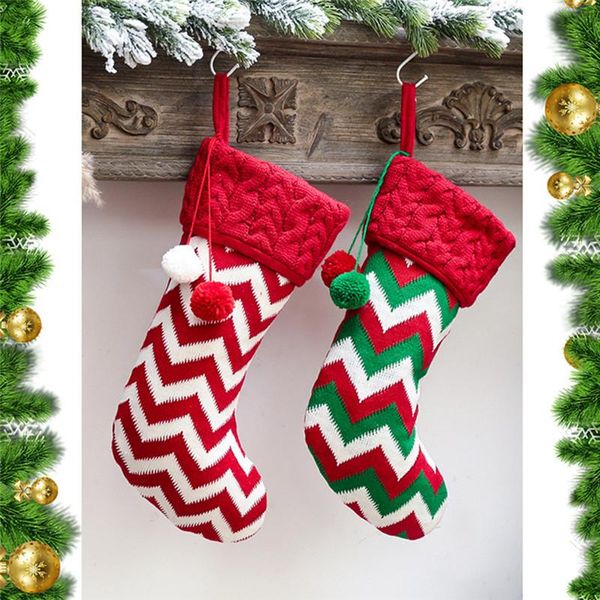 

christmas decorations year stocking sack xmas gift candy bag for home knitted sock tree decor