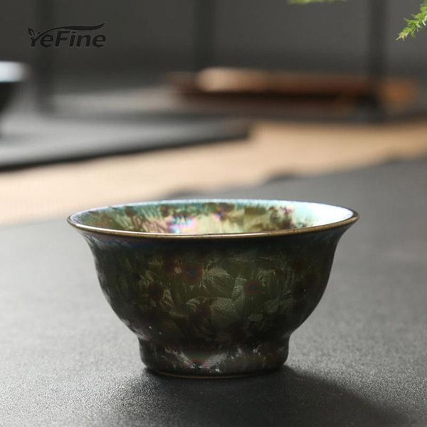 

cups & saucers yefine tianmu glazed ceramic gilt silverfish cup